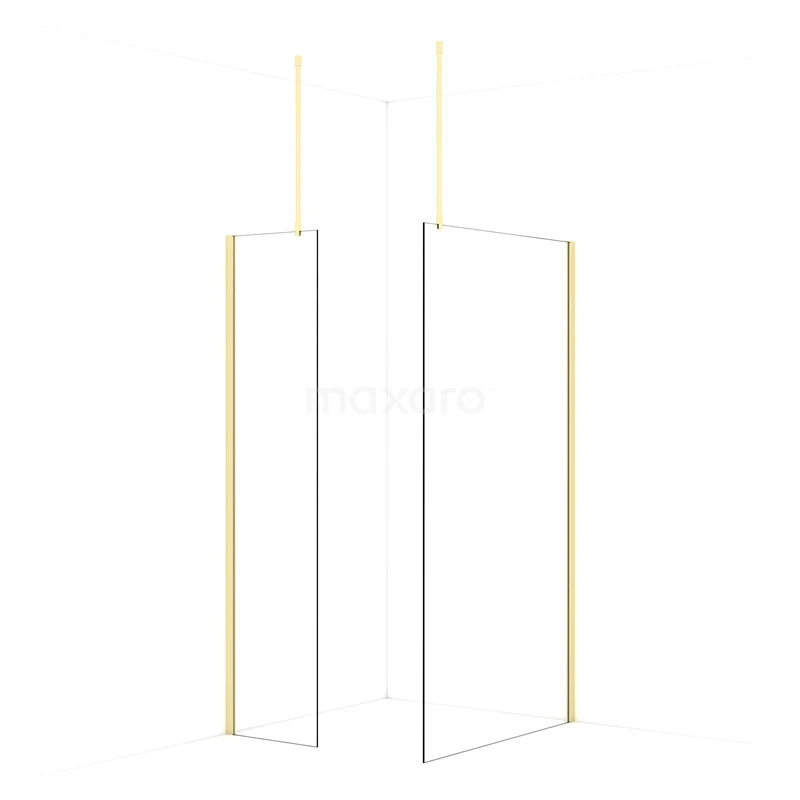 Diamond Walk-in shower | 110x50 cm Light gold Clear glass 2 fixed walls IDB0511910LG