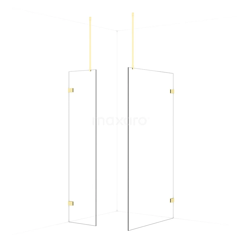 Diamond Walk-in shower | 110x50 cm Light gold Clear glass 2 fixed walls IDB0511920LG