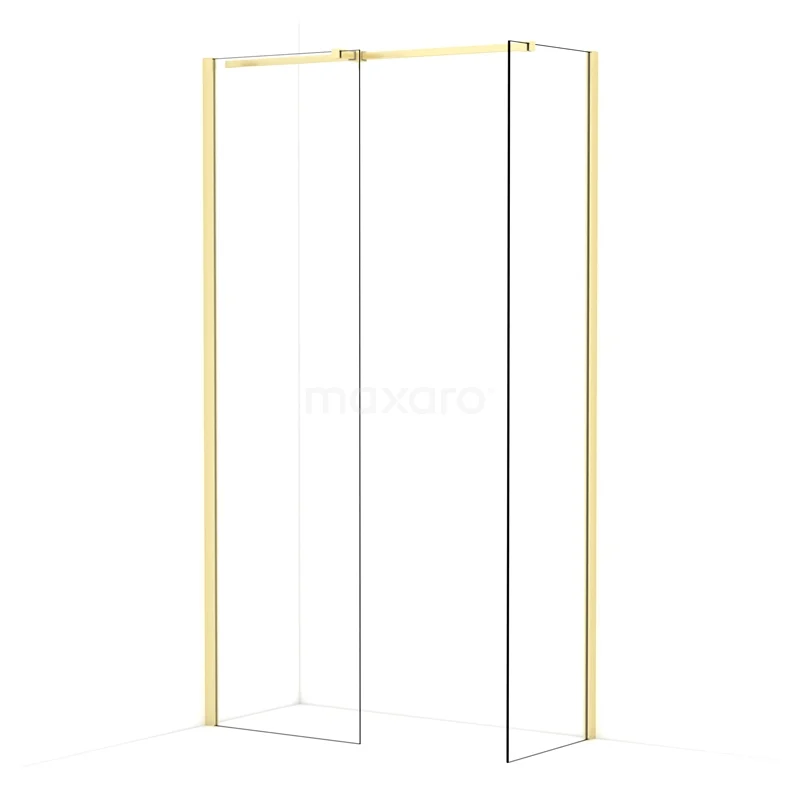 Diamond Walk-in shower | 60x50 cm Light gold Clear glass 2 fixed walls IDB0605310LG