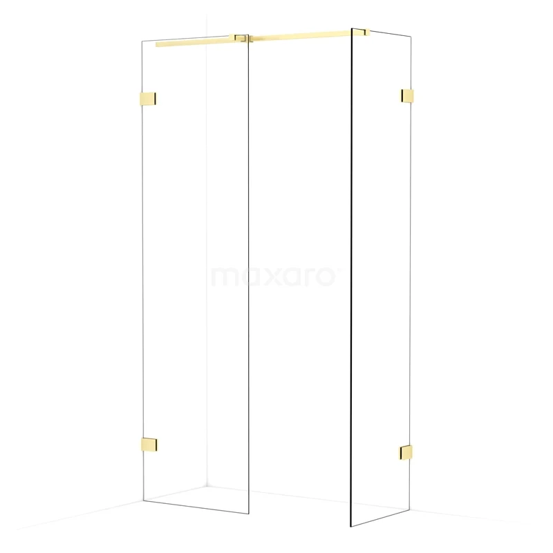 Diamond Walk-in shower | 60x50 cm Light gold Clear glass 2 fixed walls IDB0605320LG