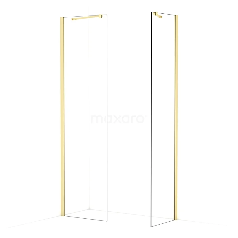Diamond Walk-in shower | 60x50 cm Light gold Clear glass 2 fixed walls IDB0605410LG