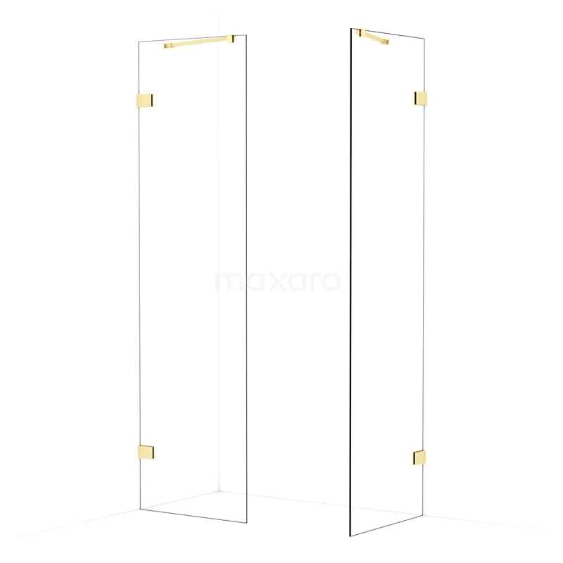 Diamond Walk-in shower | 60x60 cm Light gold Clear glass 2 fixed walls IDB0606420LG