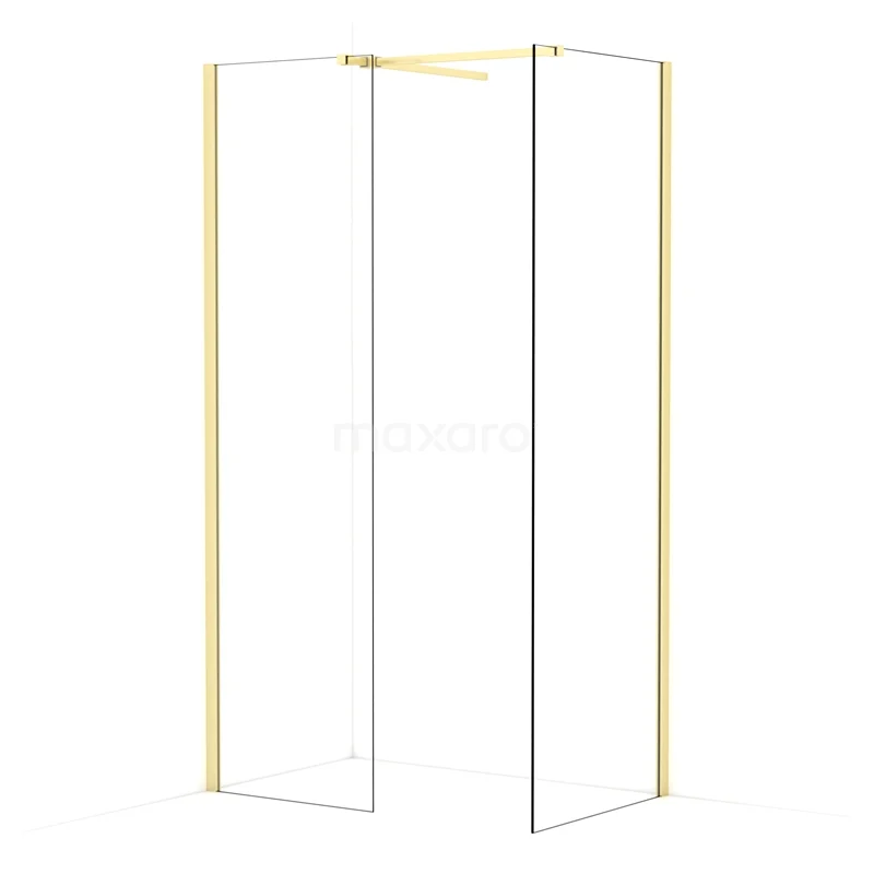 Diamond Walk-in shower | 70x60 cm Light gold Clear glass 2 fixed walls IDB0607510LG
