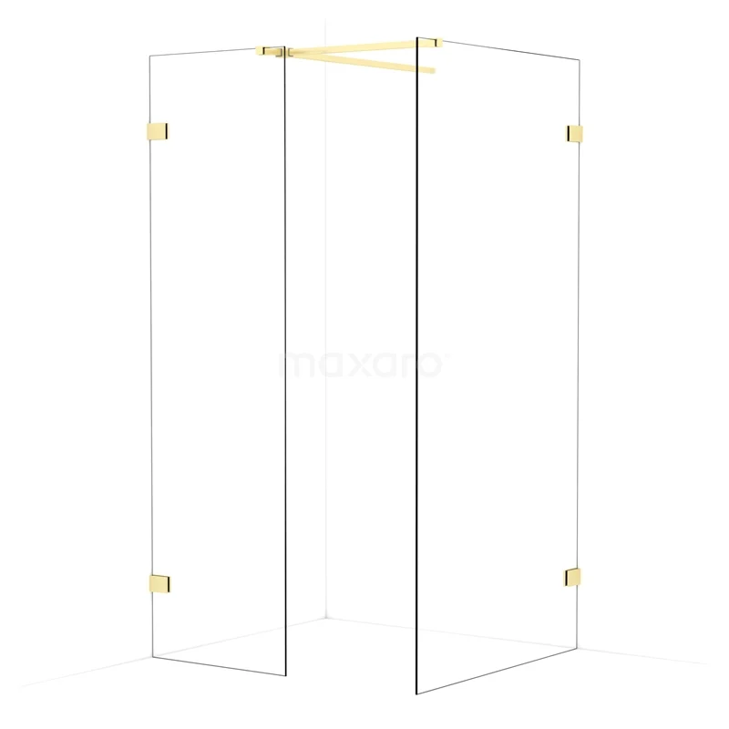 Diamond Walk-in shower | 100x60 cm Light gold Clear glass 2 fixed walls IDB0610520LG