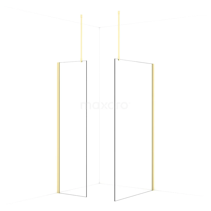Diamond Walk-in shower | 110x60 cm Light gold Clear glass 2 fixed walls IDB0611910LG