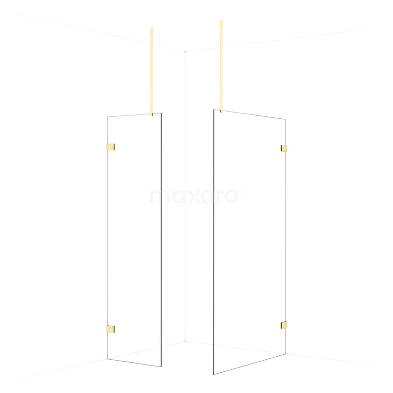 Diamond Walk-in shower | 110x60 cm Light gold Clear glass 2 fixed walls IDB0611920LG