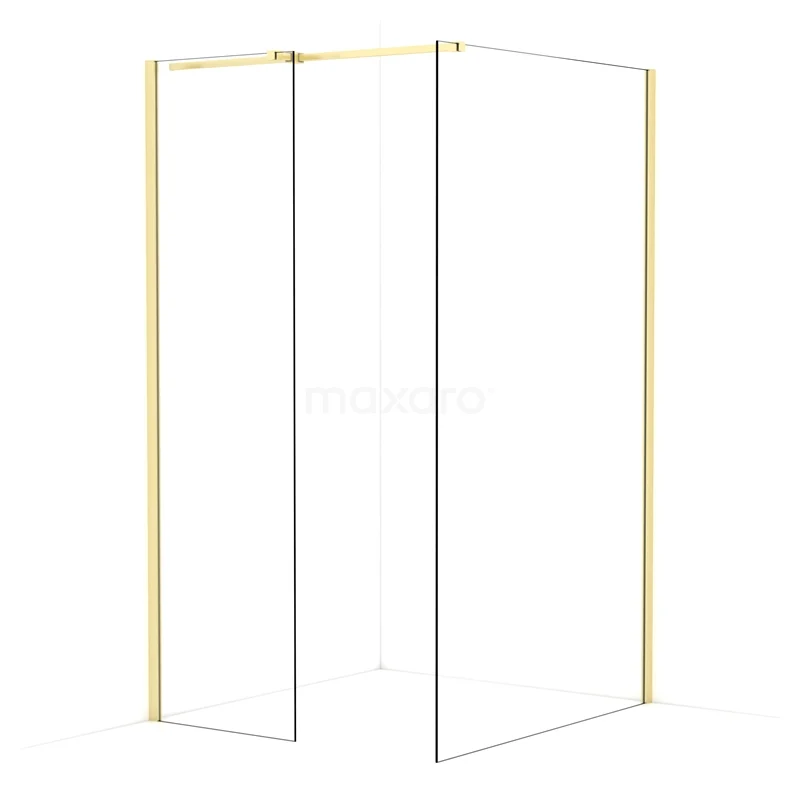 Diamond Walk-in shower | 120x60 cm Light gold Clear glass 2 fixed walls IDB0612310LG