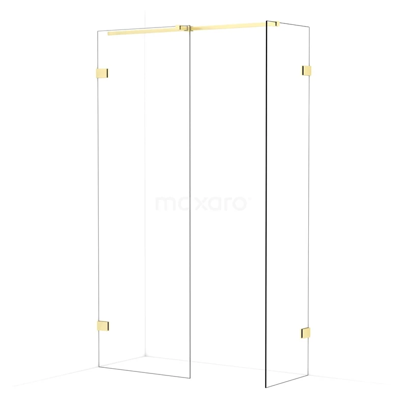 Diamond Walk-in shower | 70x50 cm Light gold Clear glass 2 fixed walls IDB0705320LG