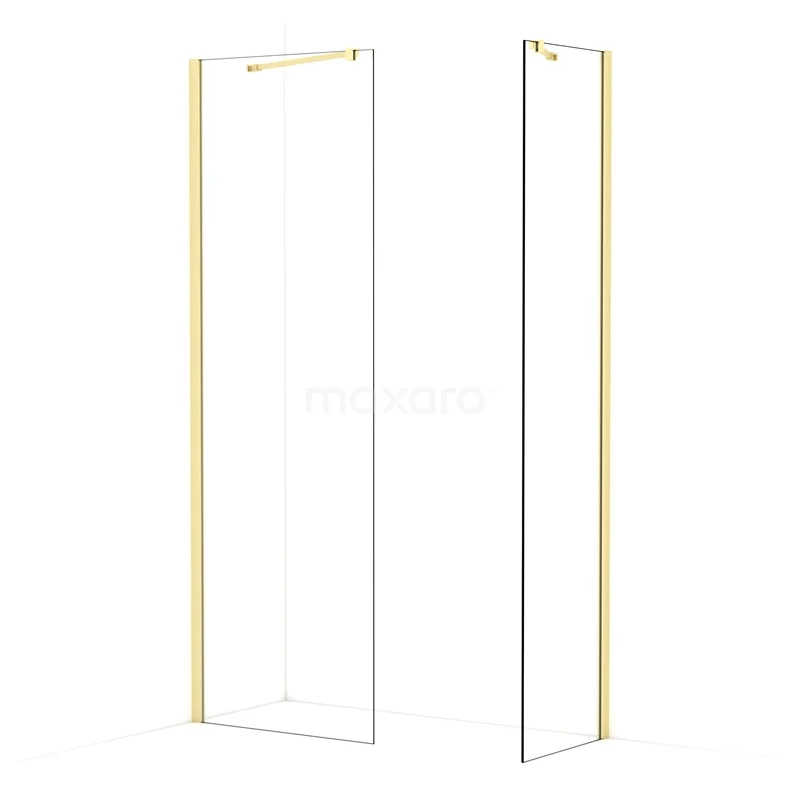 Diamond Walk-in shower | 70x50 cm Light gold Clear glass 2 fixed walls IDB0705410LG