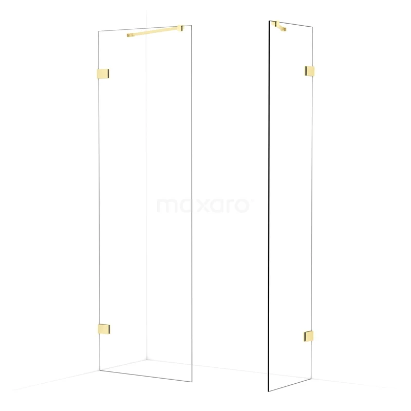 Diamond Walk-in shower | 70x50 cm Light gold Clear glass 2 fixed walls IDB0705420LG