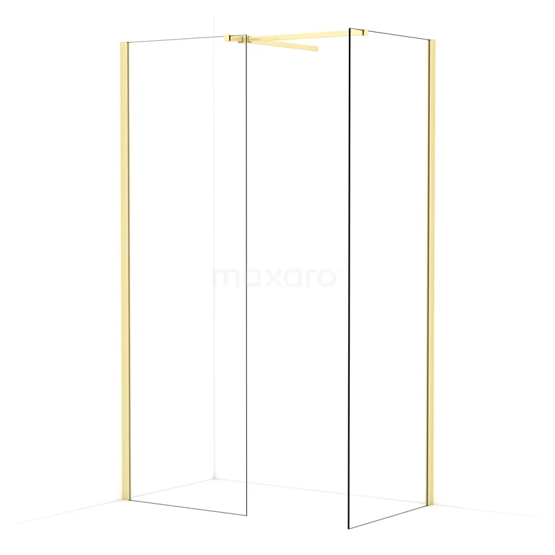 Diamond Walk-in shower | 70x70 cm Light gold Clear glass 2 fixed walls IDB0707510LG