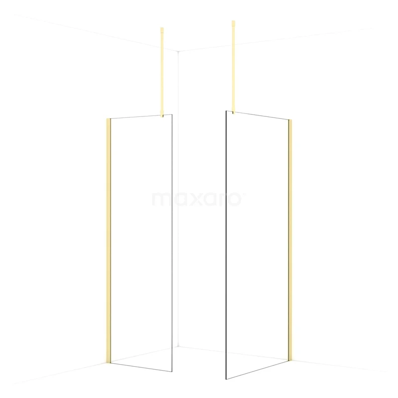 Diamond Walk-in shower | 100x70 cm Light gold Clear glass 2 fixed walls IDB0710910LG