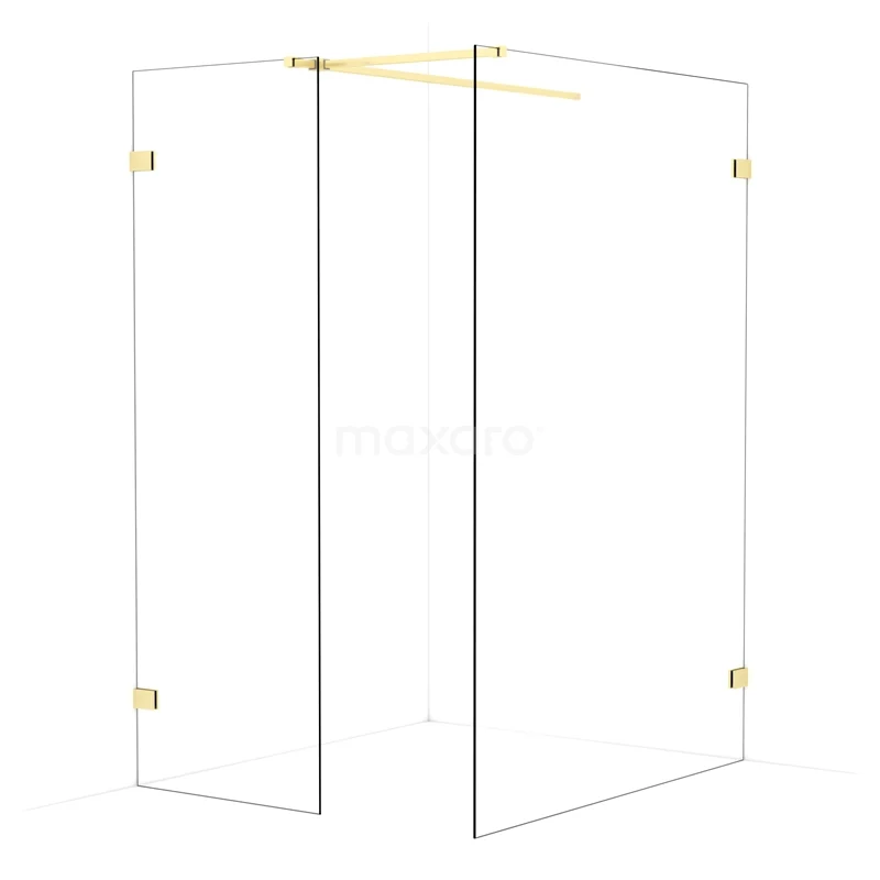 Diamond Walk-in shower | 140x70 cm Light gold Clear glass 2 fixed walls IDB0714520LG