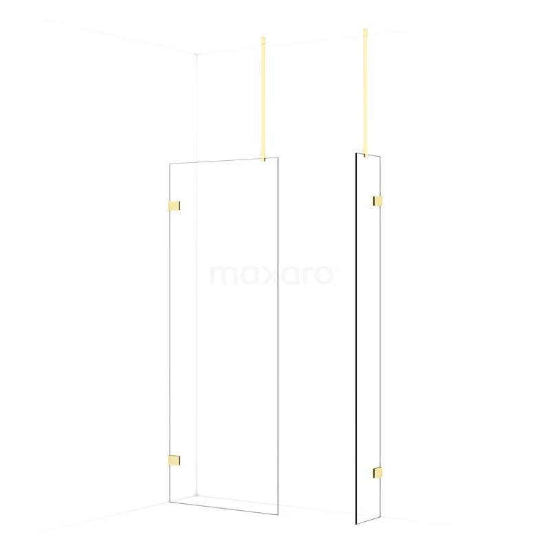 Diamond Walk-in shower | 80x30 cm Light gold Clear glass 2 fixed walls IDB0803920LG