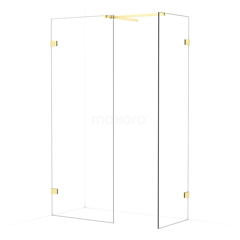 Diamond Walk-in shower | 80x60 cm Light gold Clear glass 2 fixed walls IDB0806520LG
