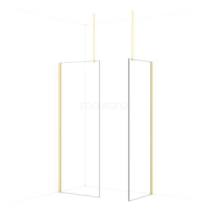 Diamond Walk-in shower | 80x70 cm Light gold Clear glass 2 fixed walls IDB0807910LG