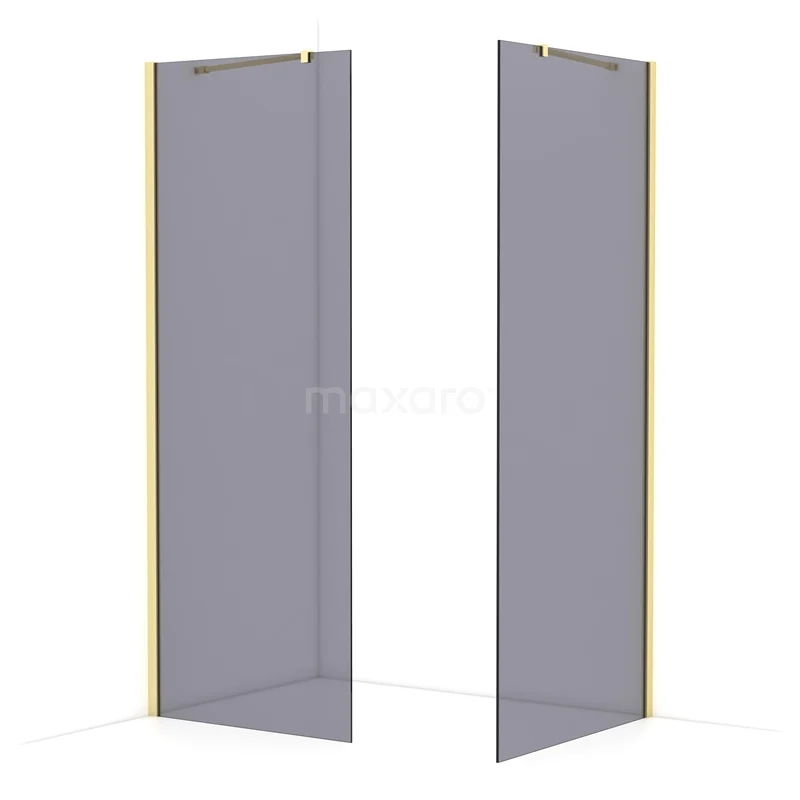 Diamond Walk-in shower | 90x80 cm Light gold Smoke glass 2 fixed walls IDB0809411LG