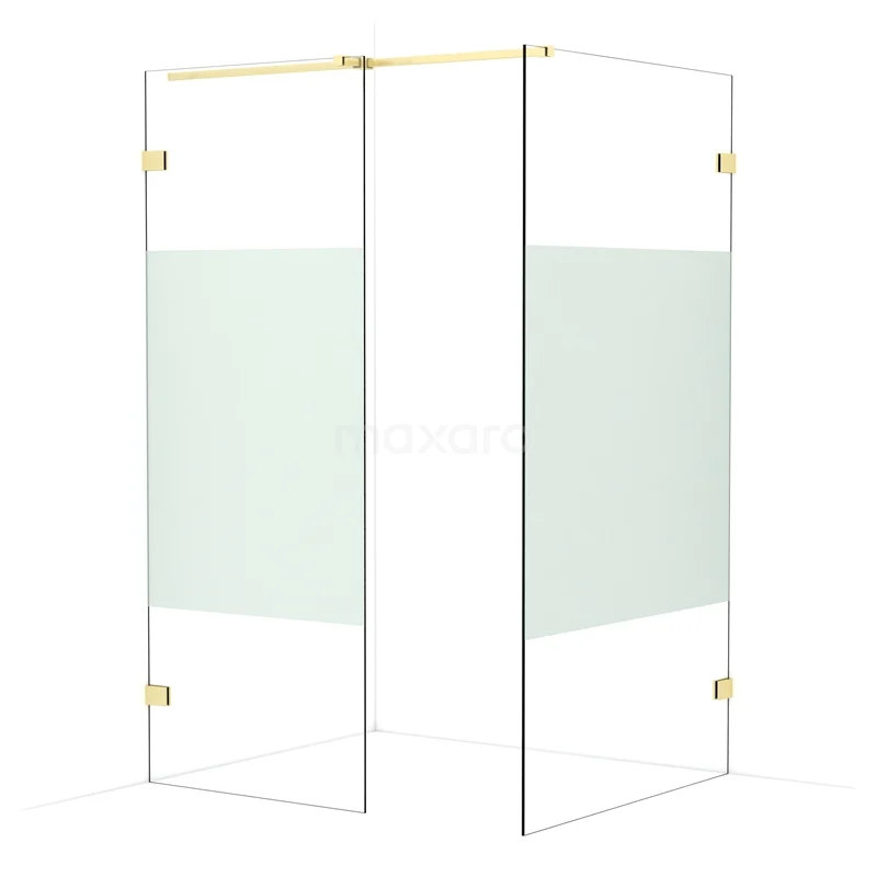 Diamond Walk-in shower | 110x80 cm Light gold Clear with matt strip 2 fixed walls IDB0811323LG