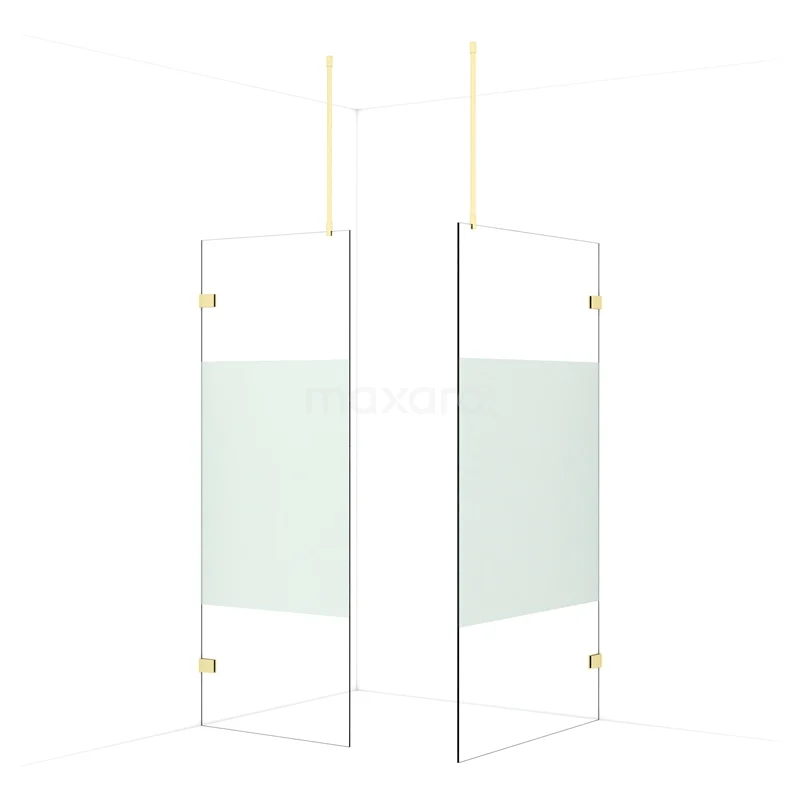 Diamond Walk-in shower | 110x80 cm Light gold Clear with matt strip 2 fixed walls IDB0811923LG