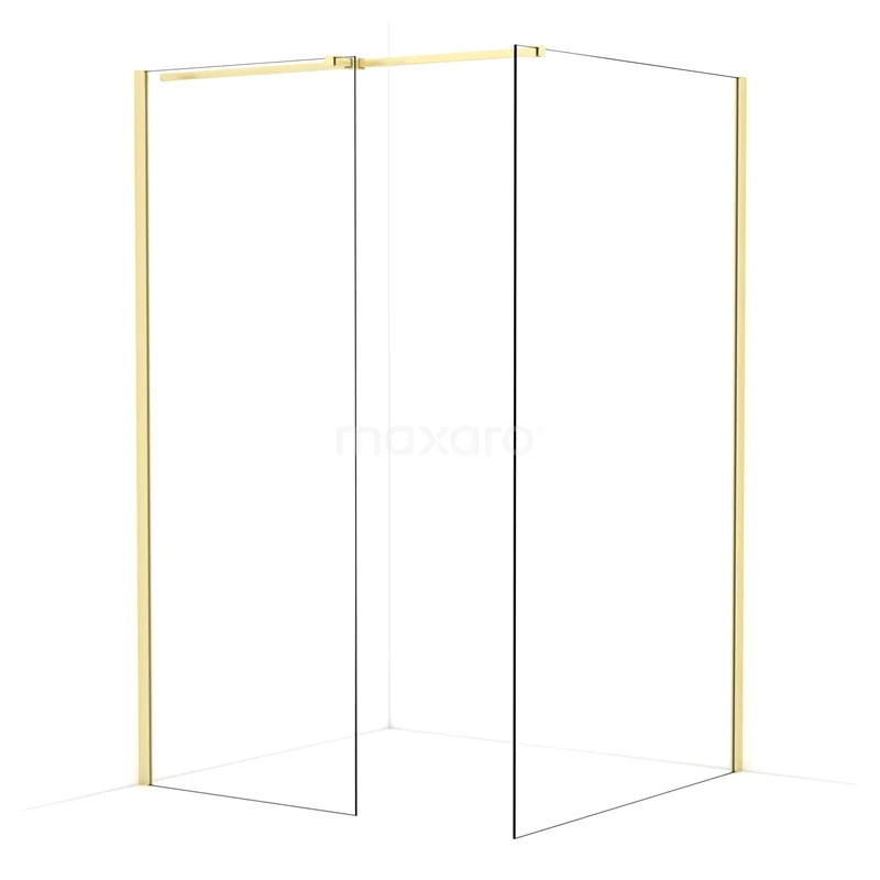 Diamond Walk-in shower | 120x80 cm Light gold Clear glass 2 fixed walls IDB0812310LG