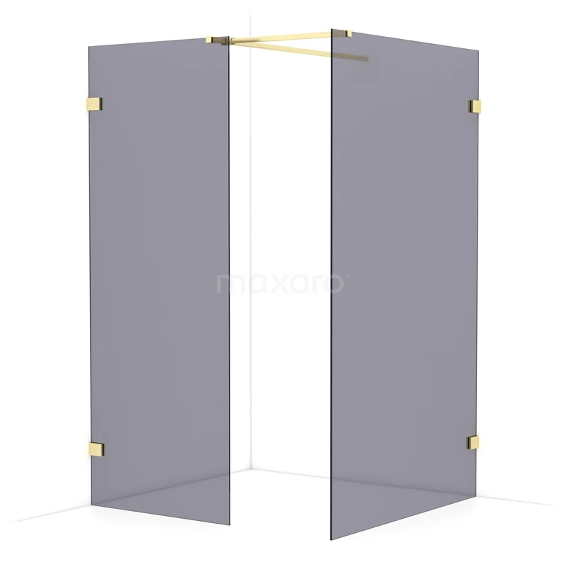 Diamond Walk-in shower | 120x80 cm Light gold Smoke glass 2 fixed walls IDB0812521LG