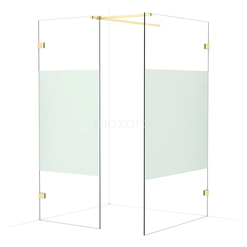 Diamond Walk-in shower | 120x80 cm Light gold Clear with matt strip 2 fixed walls IDB0812523LG