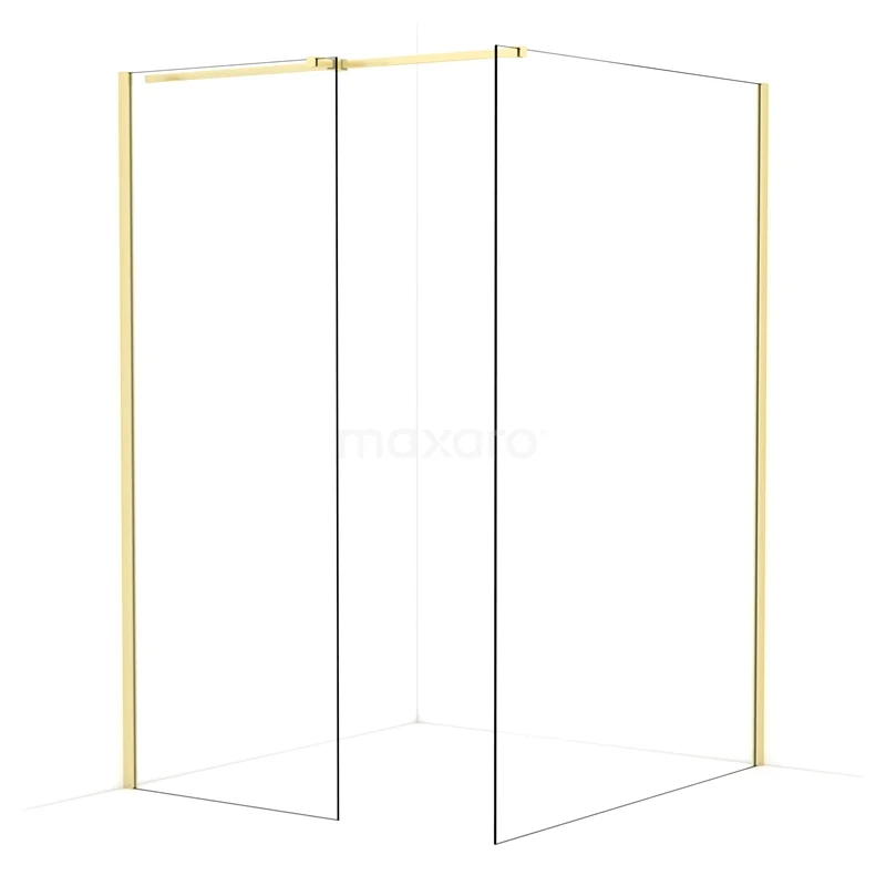 Diamond Walk-in shower | 140x80 cm Light gold Clear glass 2 fixed walls IDB0814310LG