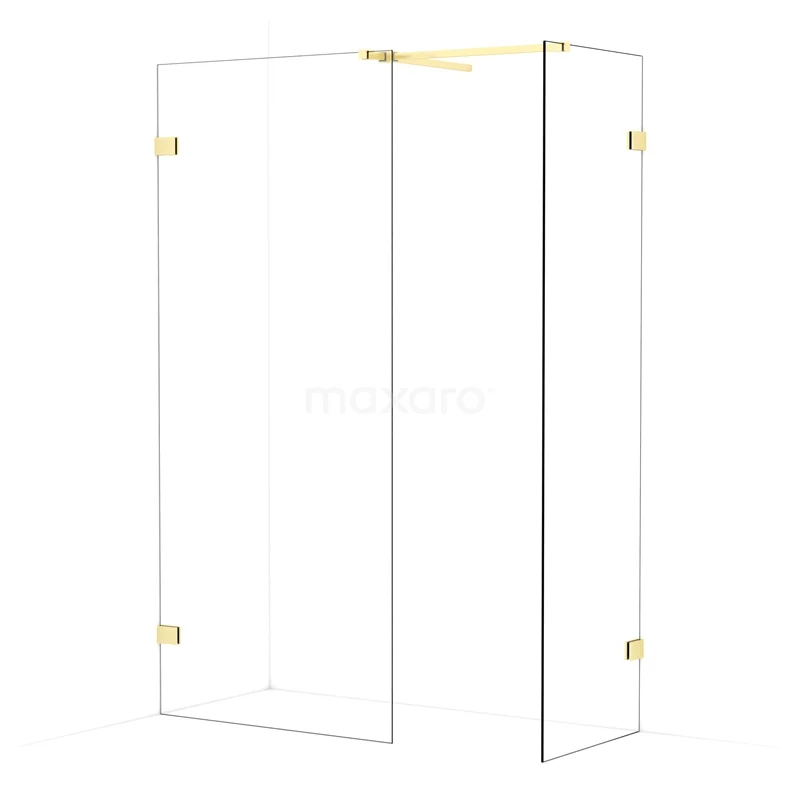 Diamond Walk-in shower | 90x60 cm Light gold Clear glass 2 fixed walls IDB0906520LG