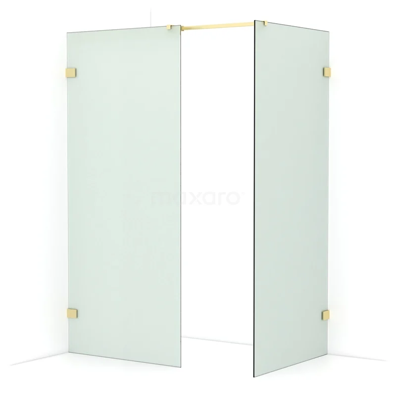 Diamond Walk-in shower | 90x90 cm Light gold Frosted glass 2 fixed walls IDB0909327LG