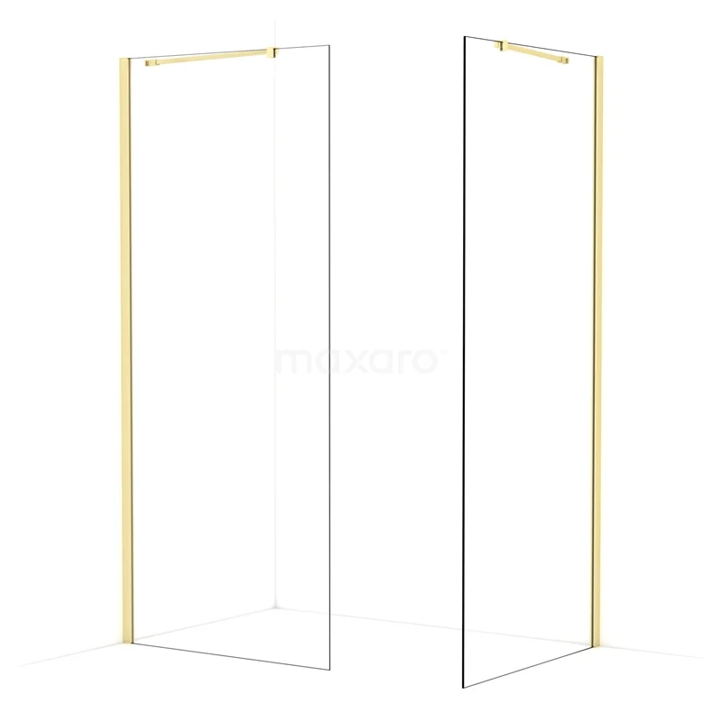 Diamond Walk-in shower | 90x90 cm Light gold Clear glass 2 fixed walls IDB0909410LG