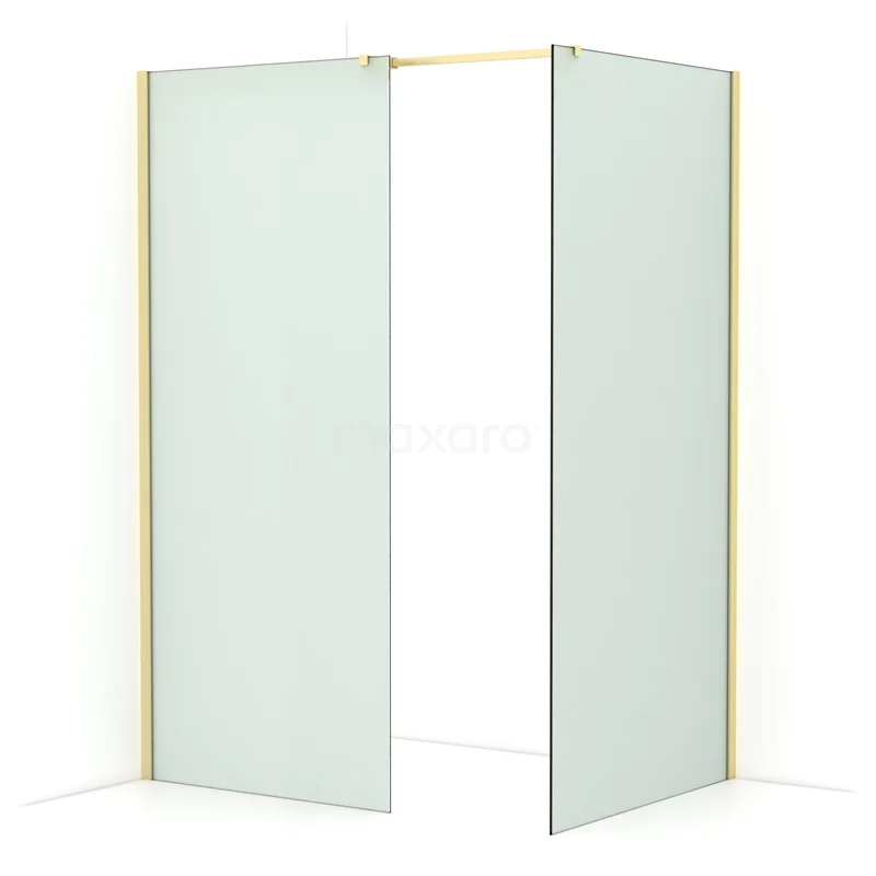 Diamond Walk-in shower | 100x90 cm Light gold Frosted glass 2 fixed walls IDB0910317LG