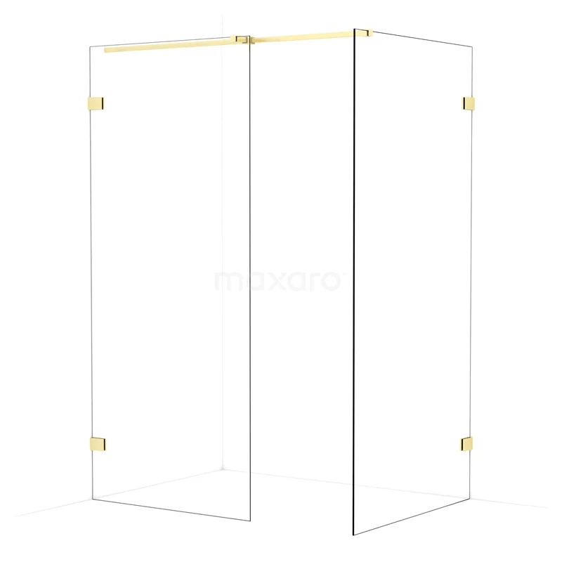 Diamond Walk-in shower | 100x90 cm Light gold Clear glass 2 fixed walls IDB0910320LG