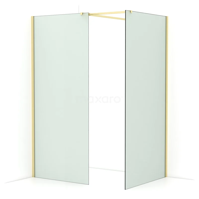 Diamond Walk-in shower | 100x90 cm Light gold Frosted glass 2 fixed walls IDB0910517LG