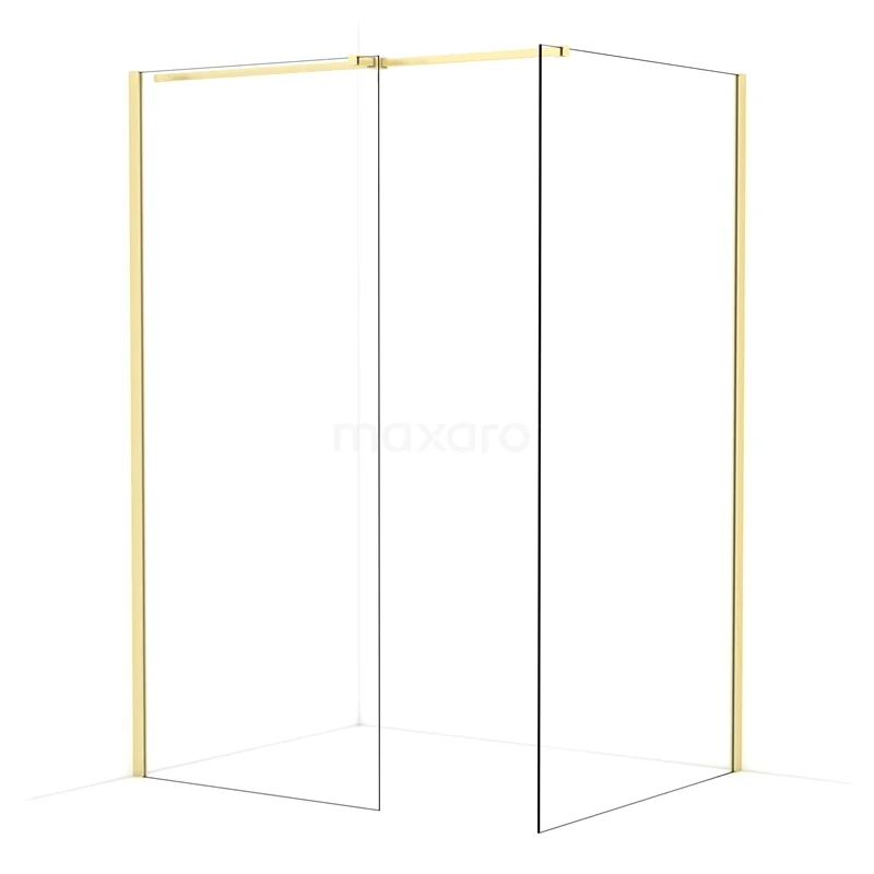 Diamond Walk-in shower | 110x90 cm Light gold Clear glass 2 fixed walls IDB0911310LG