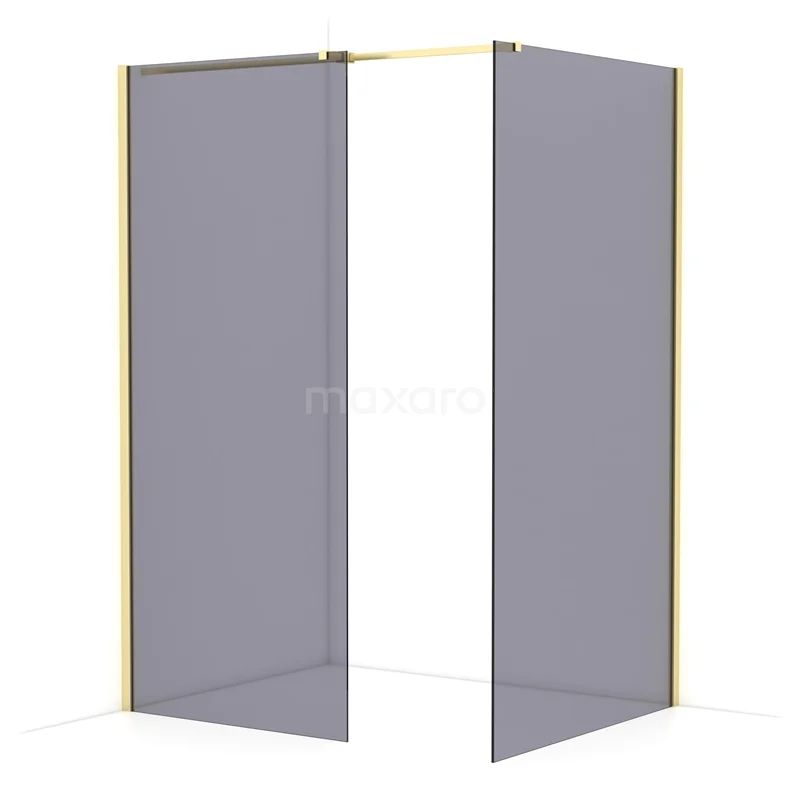 Diamond Walk-in shower | 110x90 cm Light gold Smoke glass 2 fixed walls IDB0911311LG
