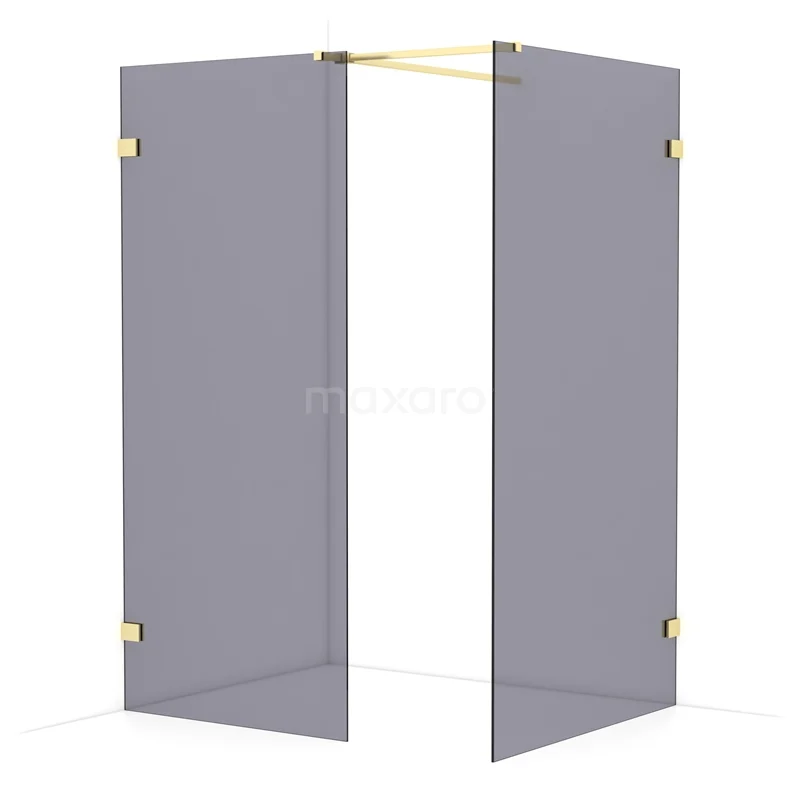 Diamond Walk-in shower | 110x90 cm Light gold Smoke glass 2 fixed walls IDB0911521LG