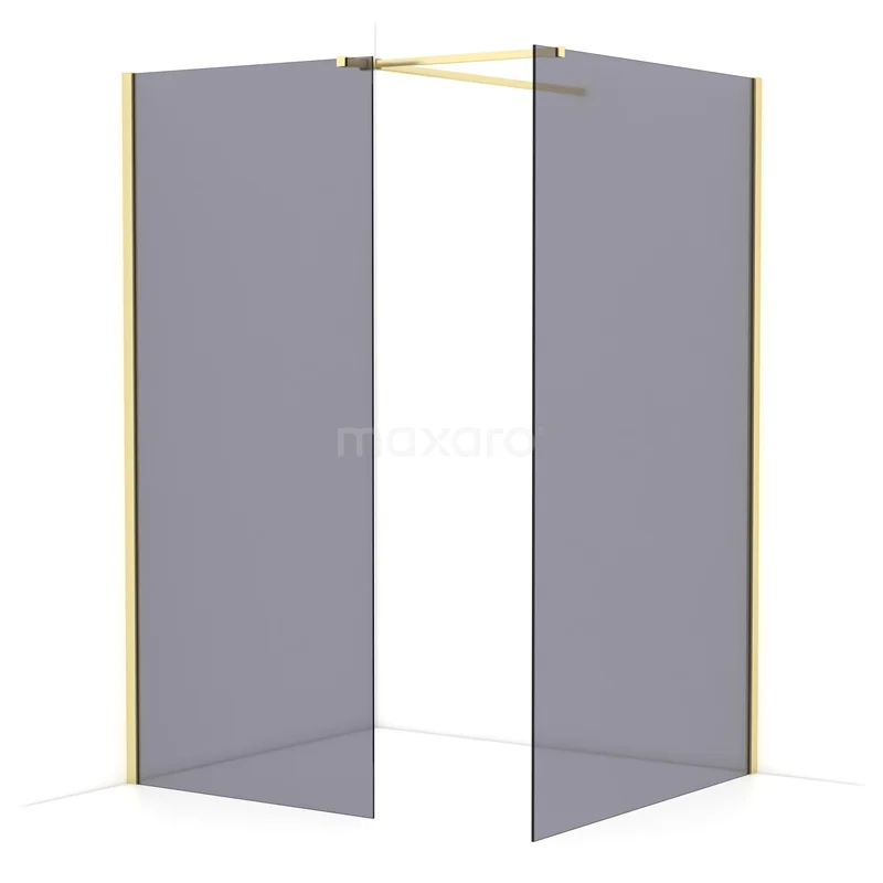 Diamond Walk-in shower | 120x90 cm Light gold Smoke glass 2 fixed walls IDB0912511LG