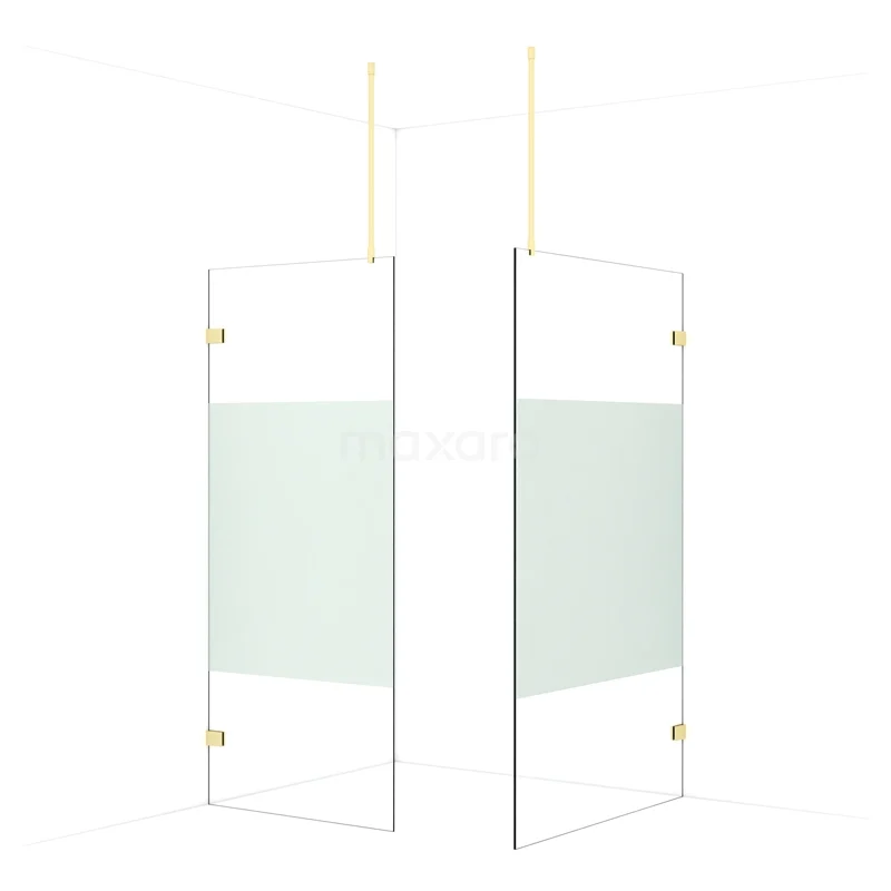 Diamond Walk-in shower | 120x90 cm Light gold Clear with matt strip 2 fixed walls IDB0912923LG
