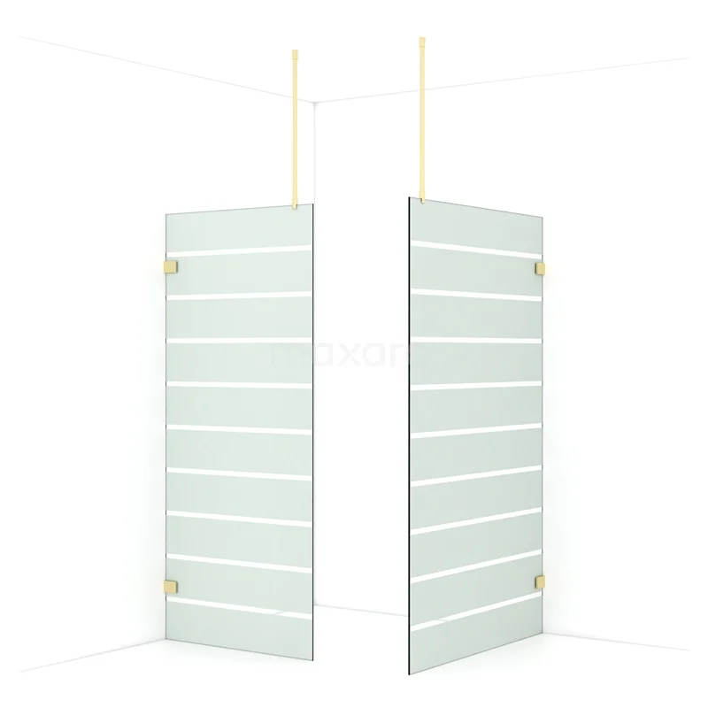 Diamond Walk-in shower | 120x90 cm Light gold Clear with matt stripes 2 fixed walls IDB0912926LG