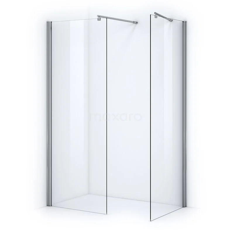 Zircon Comfort Walk-in shower | 80x70 cm Chrome Clear glass 2 fixed walls GW-0807014