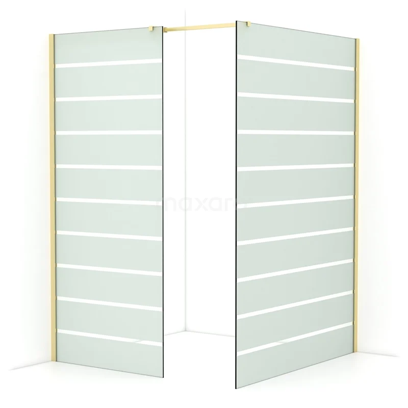 Diamond Walk-in shower | 140x90 cm Light gold Clear with matt stripes 2 fixed walls IDB0914316LG