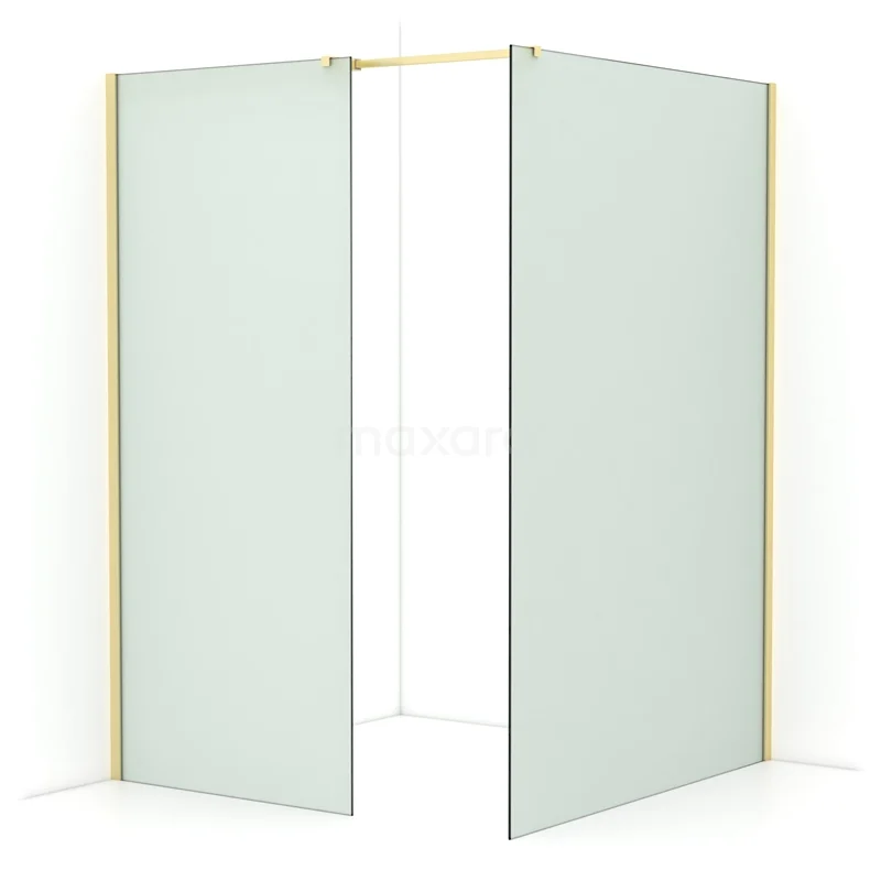 Diamond Walk-in shower | 140x90 cm Light gold Frosted glass 2 fixed walls IDB0914317LG