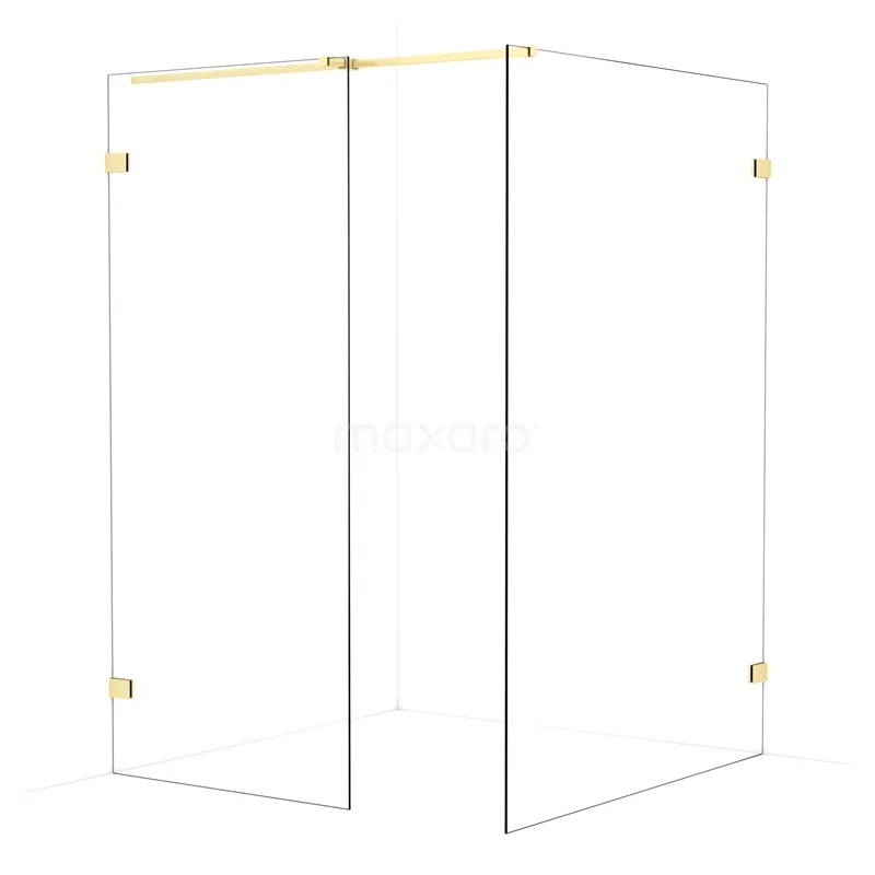 Diamond Walk-in shower | 140x90 cm Light gold Clear glass 2 fixed walls IDB0914320LG