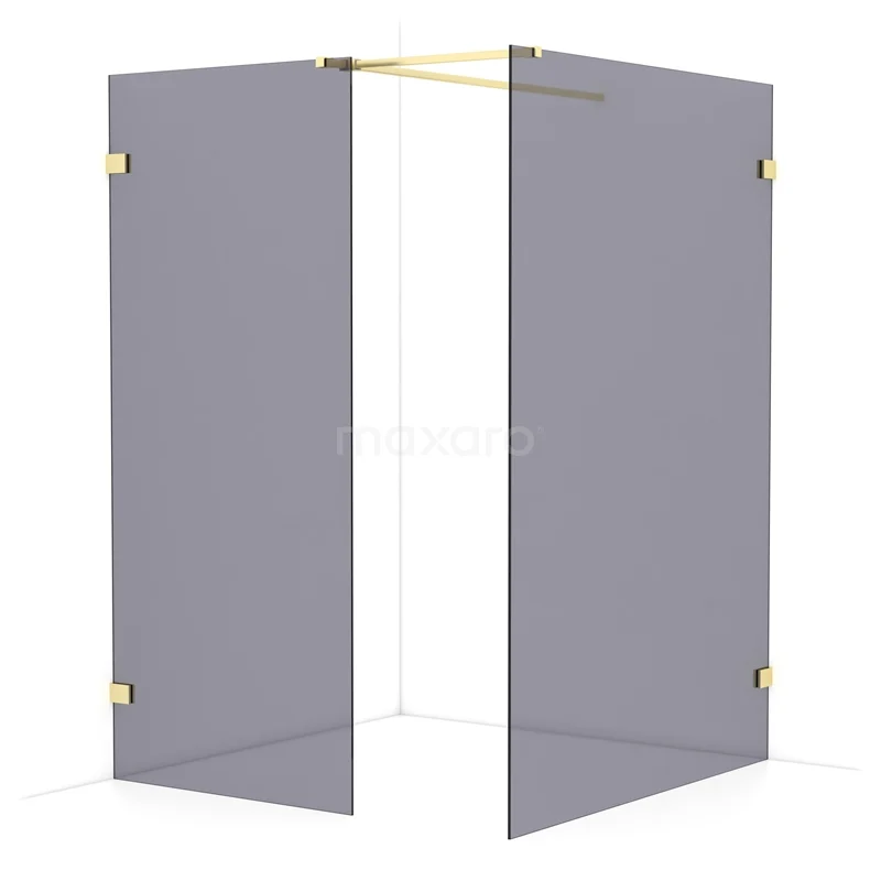 Diamond Walk-in shower | 140x90 cm Light gold Smoke glass 2 fixed walls IDB0914521LG