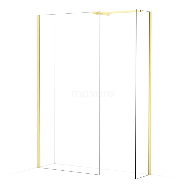 Diamond Walk-in shower | 100x40 cm Light gold Clear glass 2 fixed walls IDB1004510LG