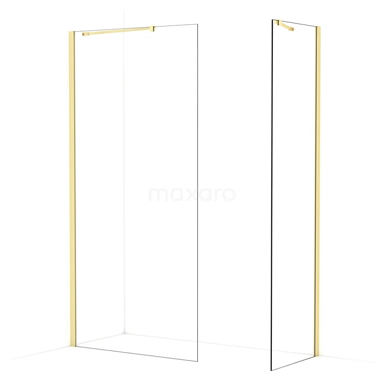 Diamond Walk-in shower | 100x60 cm Light gold Clear glass 2 fixed walls IDB1006410LG
