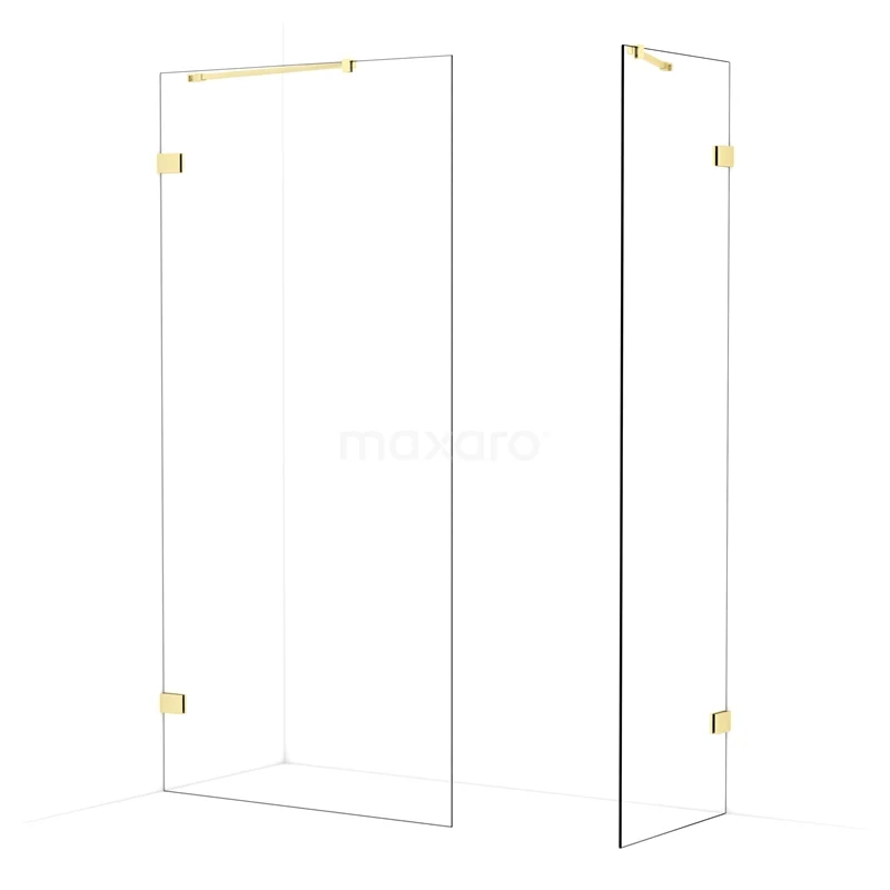 Diamond Walk-in shower | 100x60 cm Light gold Clear glass 2 fixed walls IDB1006420LG