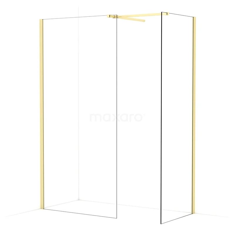 Diamond Walk-in shower | 100x70 cm Light gold Clear glass 2 fixed walls IDB1007510LG