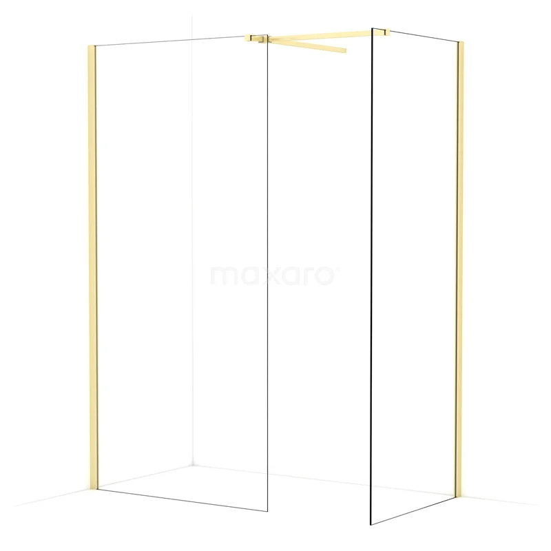 Diamond Walk-in shower | 100x80 cm Light gold Clear glass 2 fixed walls IDB1008510LG
