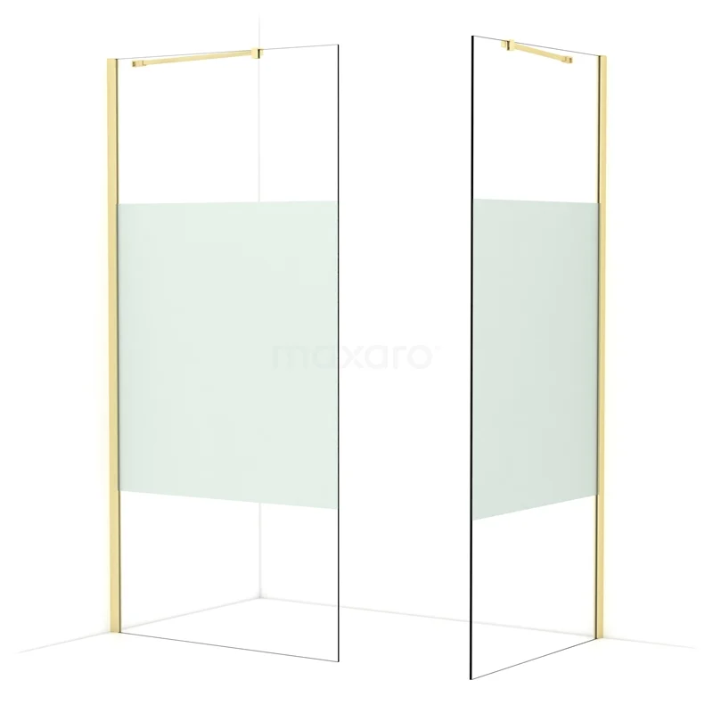 Diamond Walk-in shower | 100x90 cm Light gold Clear with matt strip 2 fixed walls IDB1009413LG